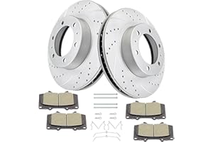 Acinoparts Front Brake Kit Drilled & Slotted Brake Rotors(12.56 inch 319mm) Ceramic Brake Pads Replacement for 6-Lug Toyota Tacoma 2005-2021 4Runner 2003-2009 FJ Cruiser 2007-2014