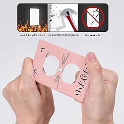 Moslion Pink Cat Face Wall Plates Switch Covers