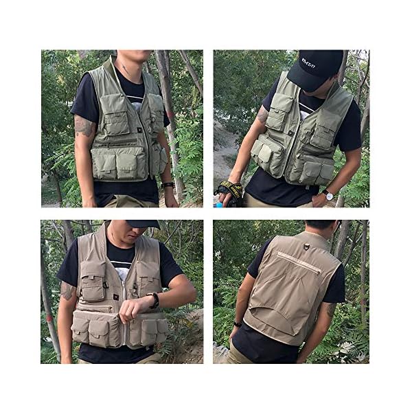 Janhiny Quick Dry Fly Fishing Vest Atmungsaktive Angeljacke mit Mesh-Futter für Angler – Bild 8