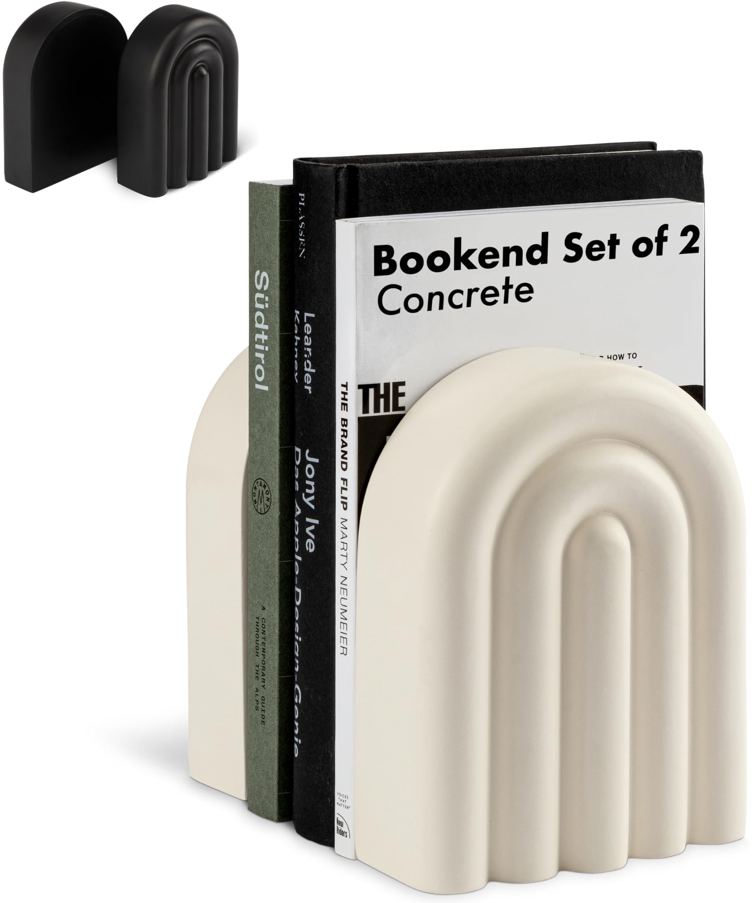 Photo 1 of KIVY Concrete Book Ends for Shelves [Heavy Duty BOOKENDS] - Bookends Decorative for Heavy Books - Modern Trendy Book Ends - Book Stopper for Shelves - Book Holders for Shelves (White Bookends)