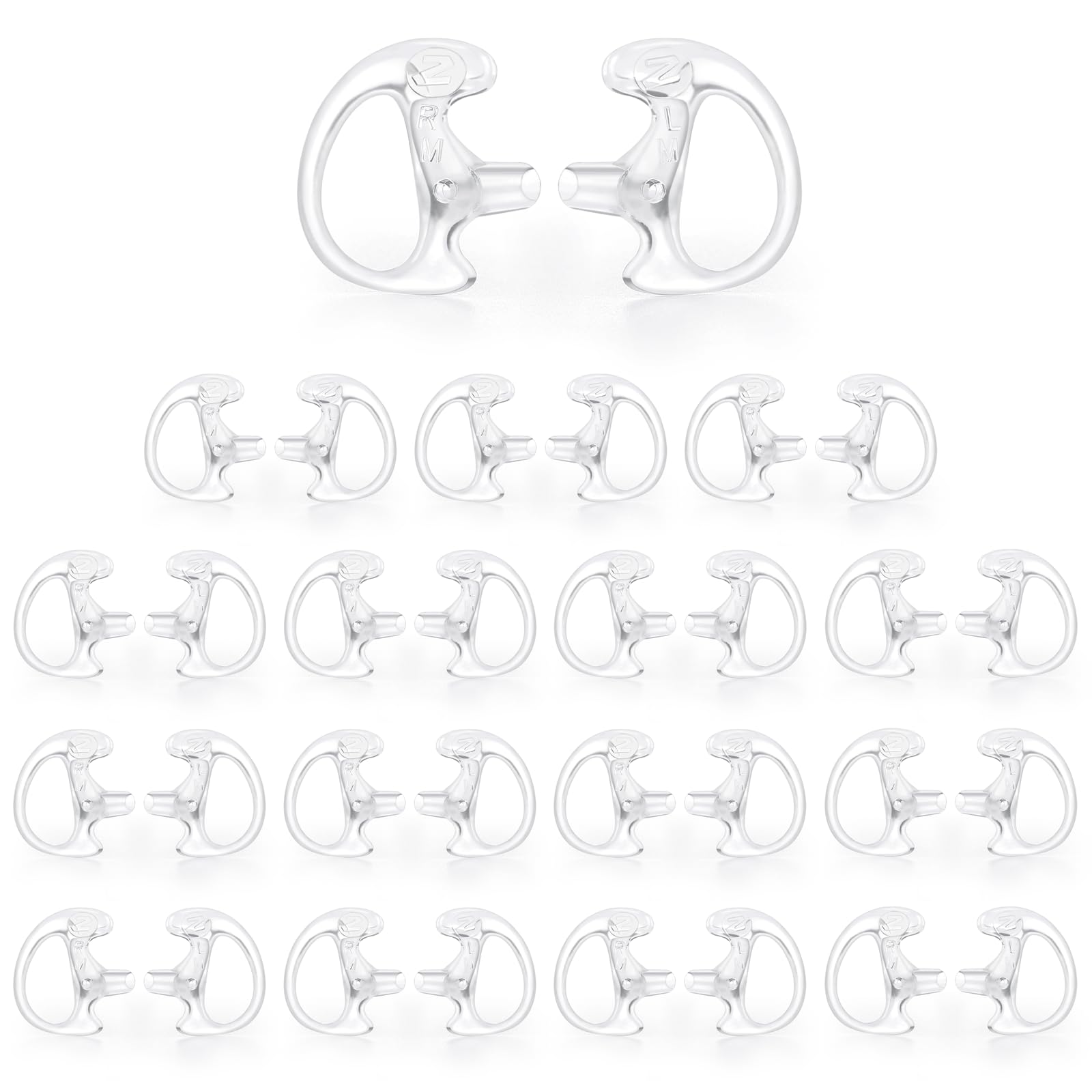 zeadio Earmould Earpiece Earbud Earplug for Two-Way Radio Coil Tube Audio Kits (Clear, Pair of 16)