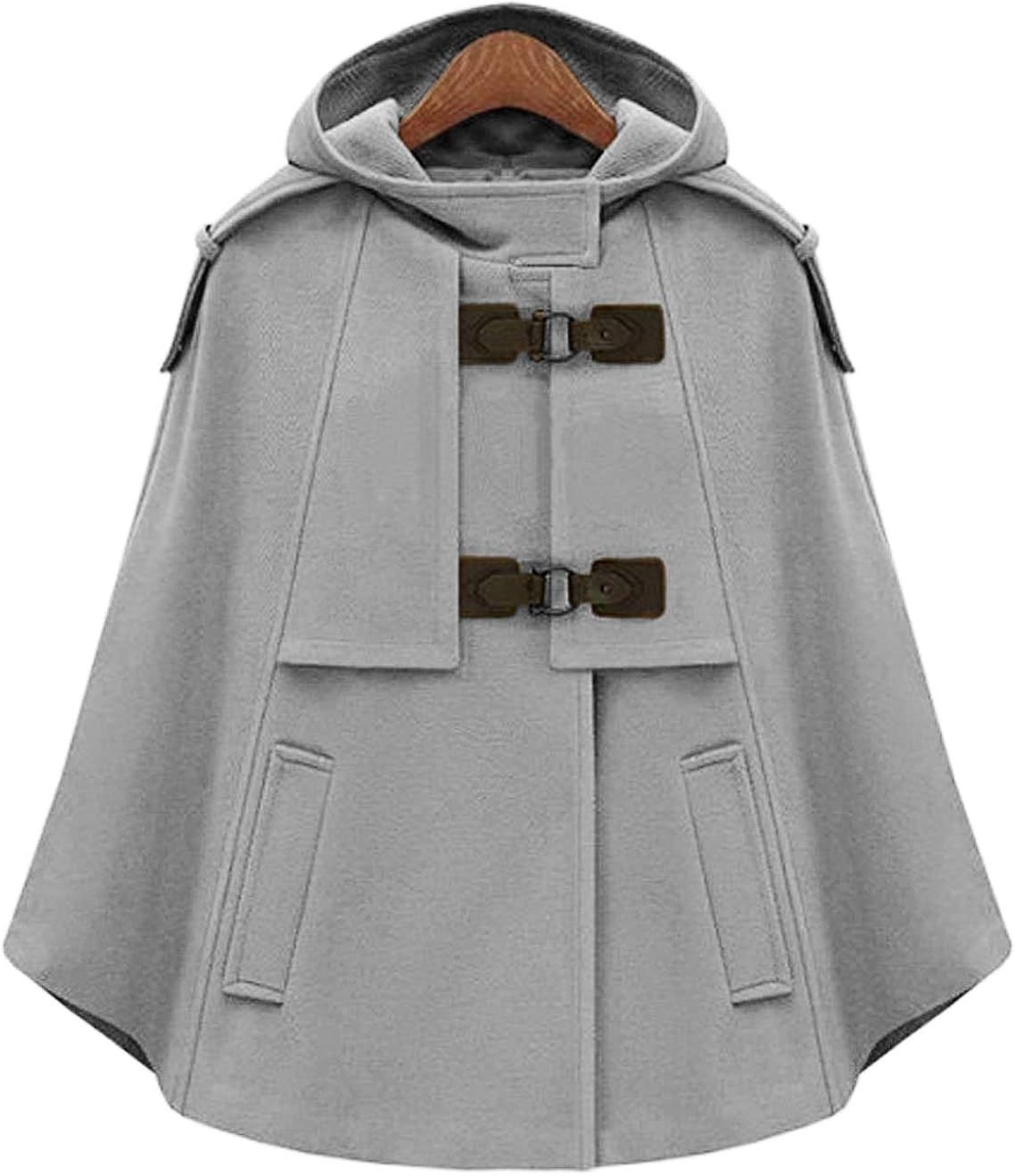 CHARTOU Women's Cute Batwing-Sleeve Hooded Wool Baggy Poncho Cape Cardigans Outwear