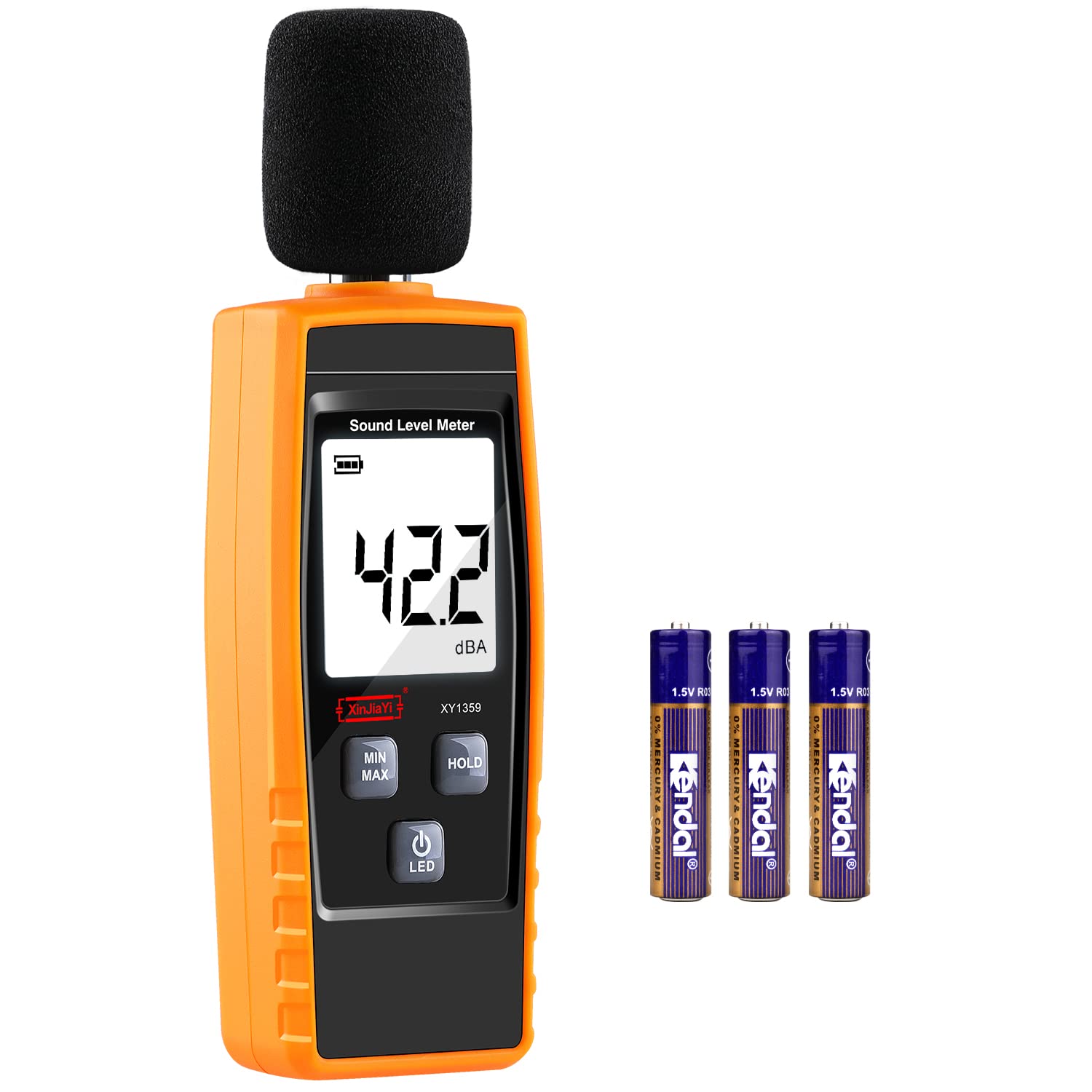 XinJiaYi Decibel Meter, Portable dB Meter (Sound Level Meter), Digital Noise Measuring Device, Range 30-130 dB(A) dB Meter, Noise Level Sound Monitor Tester Yellow