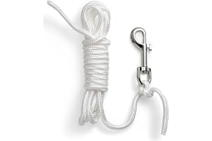 Cannon Sports Tetherball Replacement Rope with Swivel Snap Hook – 9 ft White Braided Nylon Cord, 1/4 Inch Thick, Durable, Low