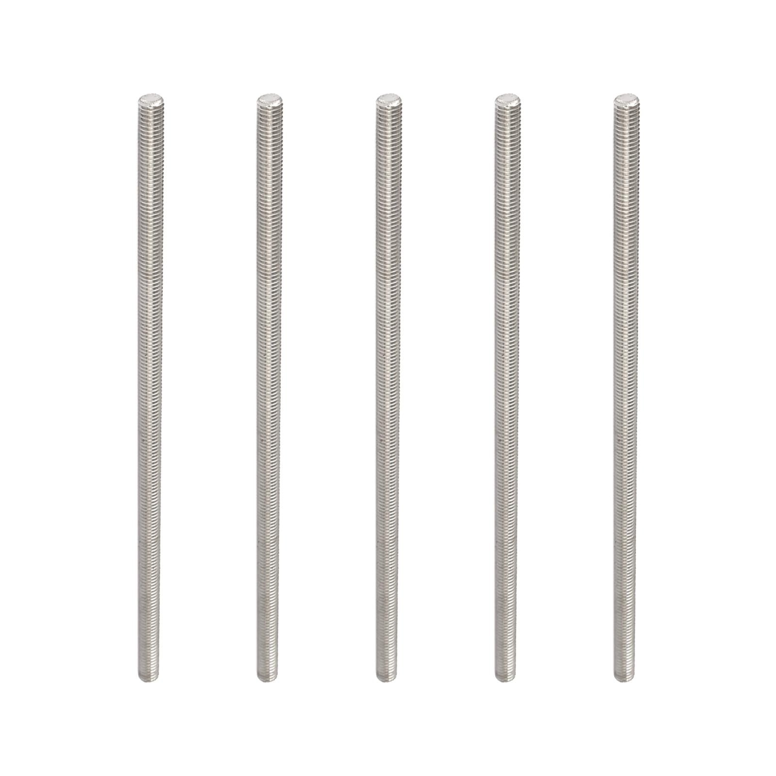 Rebower Fully Threaded Rod 304 Stainless Steel Rod Bar Studs, [for Hangers and U-Bolts] - M6x170mm Male Threaded /Silver/5Pack — image 1