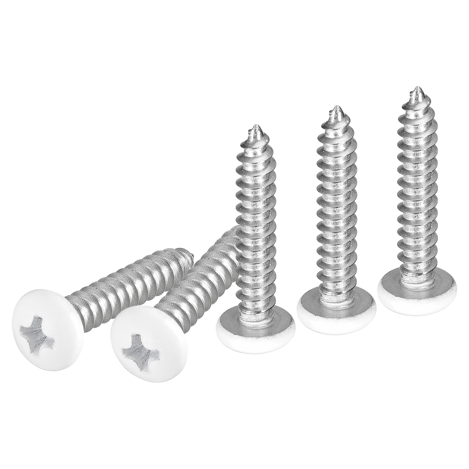 DTGN #10x1" White Screws 100Pack - 304 Stainless Steel Pan Head Phillips Sheet Metal Screw Self-tapping Screw Wood Screws — image 1