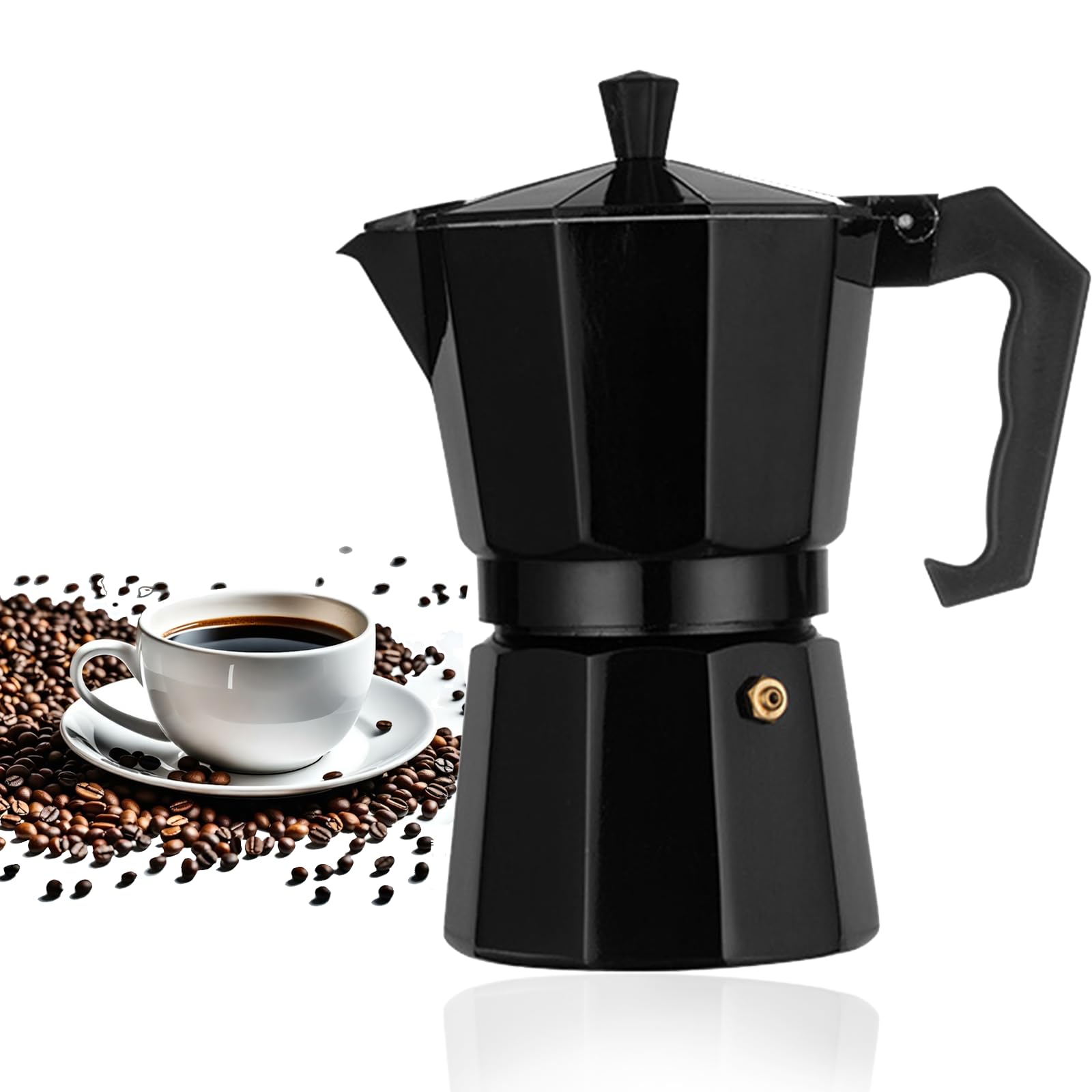 Fychuo Moka Pot, 6 Cup/300ml Italian Espresso Maker Coffee Pot Stove Top Coffee Maker with Antiscald Handle Rubber Sealing Ring Coffee Percolator Maker for Latte Mocha Cappuccino Macchiato