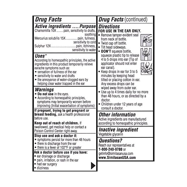 Similasan Earache Relief Ear Drops 10 ml Natural Wonders Healthcare, Inc.