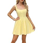 ZTMZA Women's Square Neck Mini Dress Sexy Sleeveless Flare Dress Adjustable Straps A-Line Graduation Short Party Club Dresses
