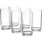 AOYITE 20-ounce Plastic Tumblers Dishwasher-Safe Premium Quality Juice Water Glasses BPA-free Clear Set of 6 Drinking Cups
