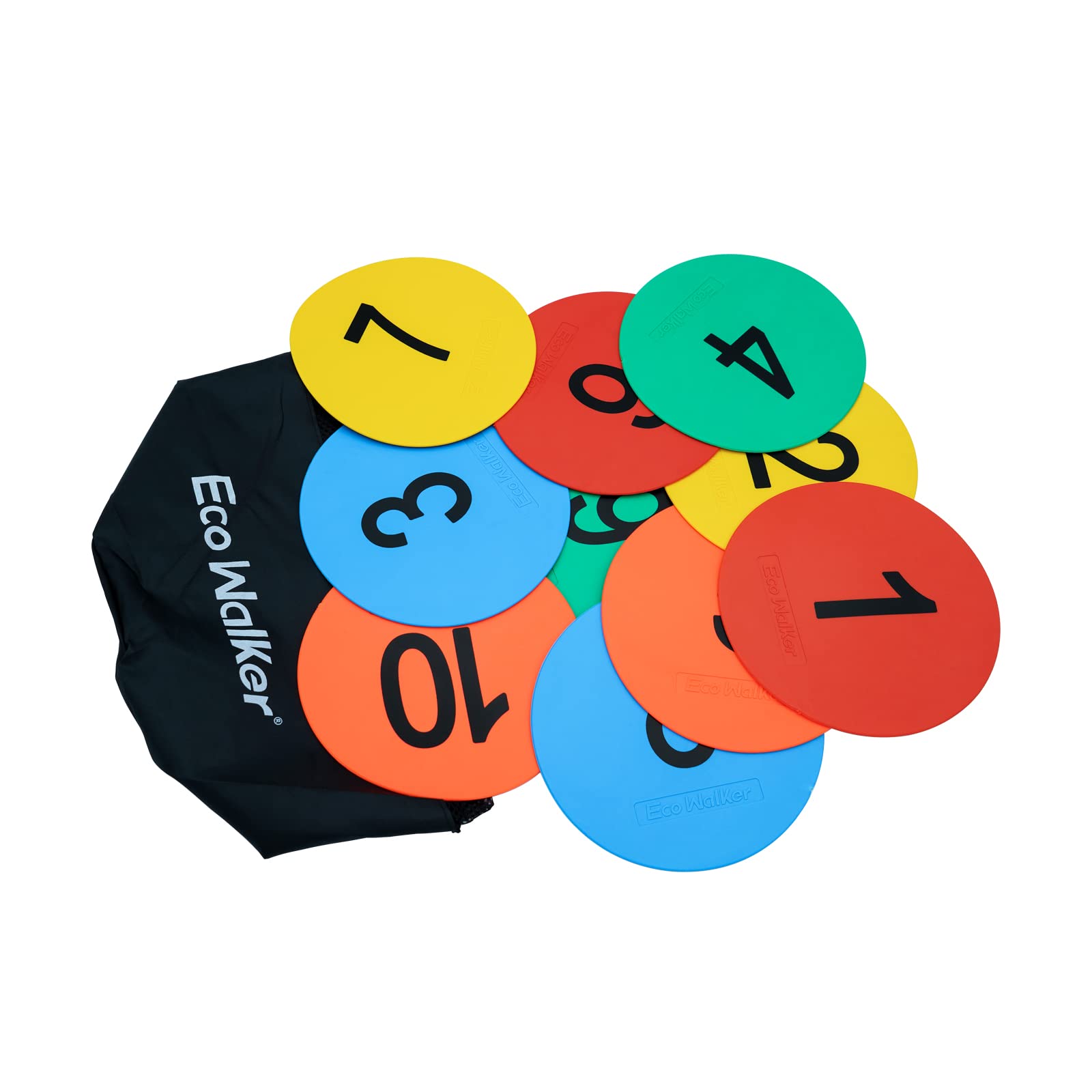 Eco Walker 6inch Non-Skid Flat Cone Spot Markers for Sports Speed Agility Training (Number 1-10)