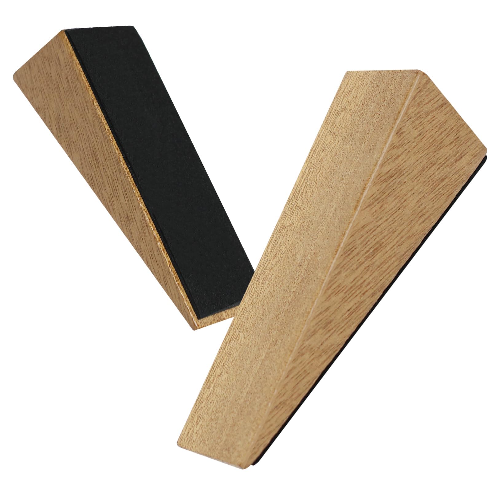 2Pcs Door Stoppers Wooden Door Wedge Non Slip Fixed Stop Base with Mat Door Holder Natural Beech Wooden Wedge Set Heavy Duty Doorstop for All Types of Home Bedroom Kitchen Office Doors Furniture