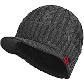 Janey&Rubbins Sports Winter Knit Visor Beanie with Bill Hat for Men and Women