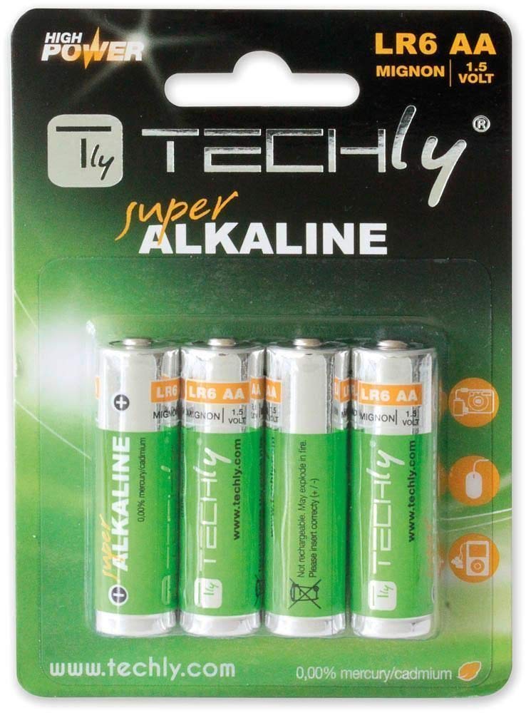 TECHLY LR06 AA 1.5 V; Alkaline; Cylindrical; 1.5 V – 5,05 – 1.45 cm (306974)