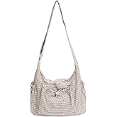 Cohawk Plaid Shoulder Bag for Women Nylon Drawstring Messenger Purse Japanese-style Minimalist Plaid Crossbody Bag