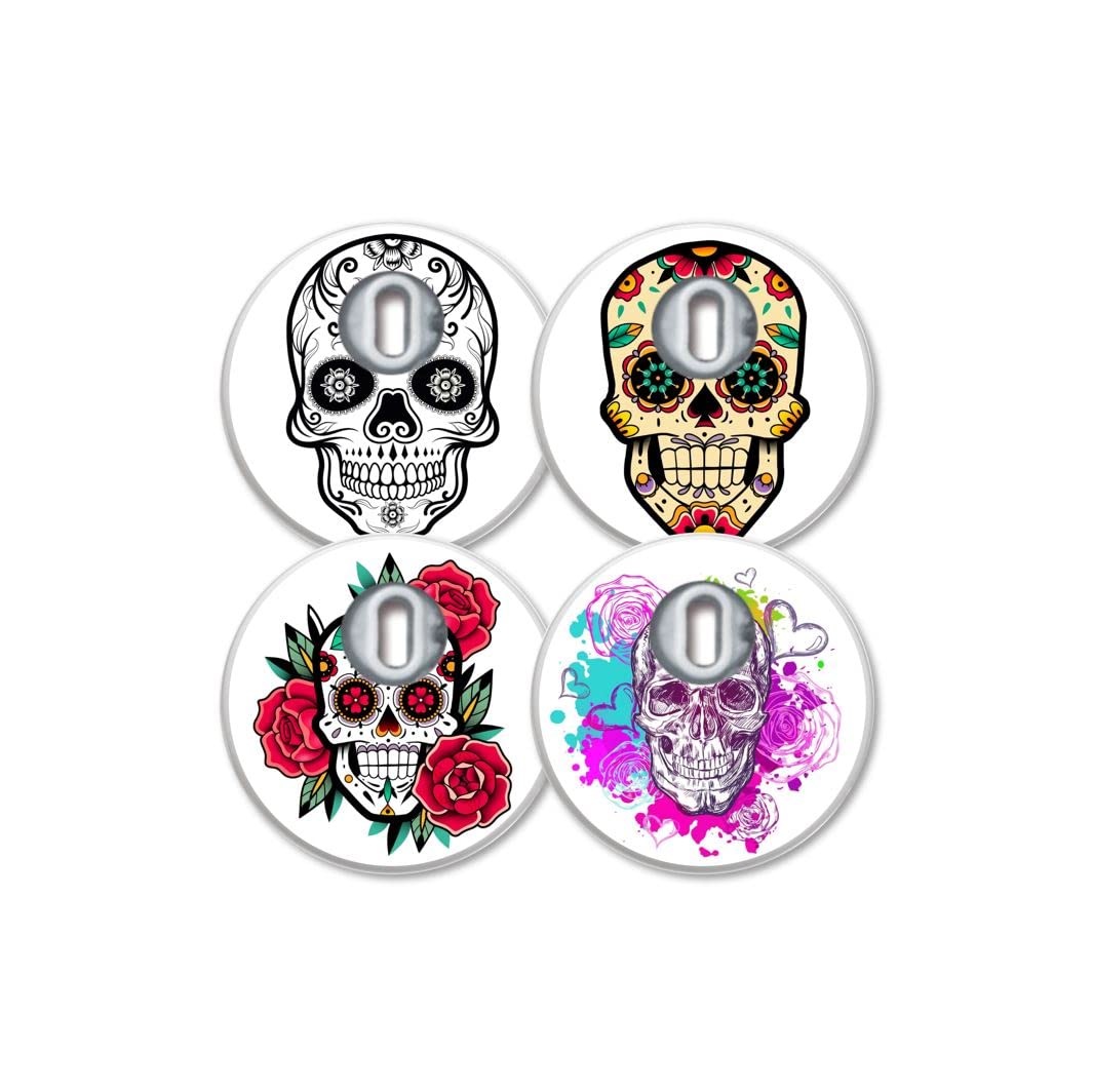MySweetStitch | Freestyle Libre 3 Sensor Sticker (Set of 4) Flower Skull | with Ventilation Hole | Made in Germany