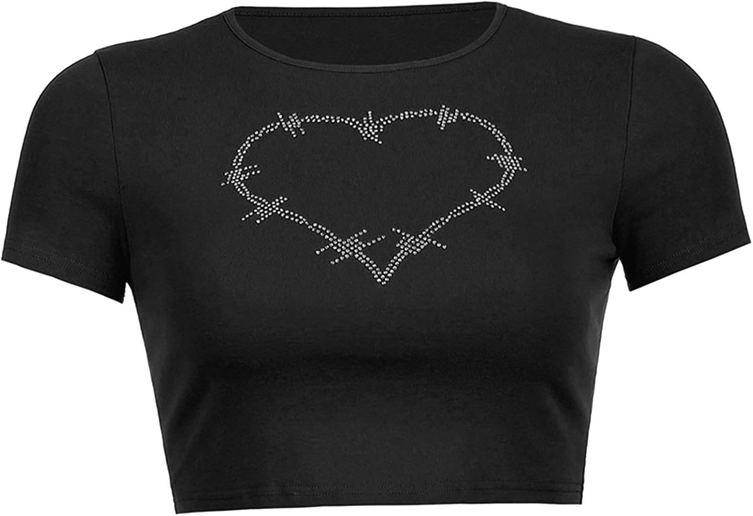 CHICTRY Women Teen Girls Graphic Print Crop Tops T Shirts Round Neck