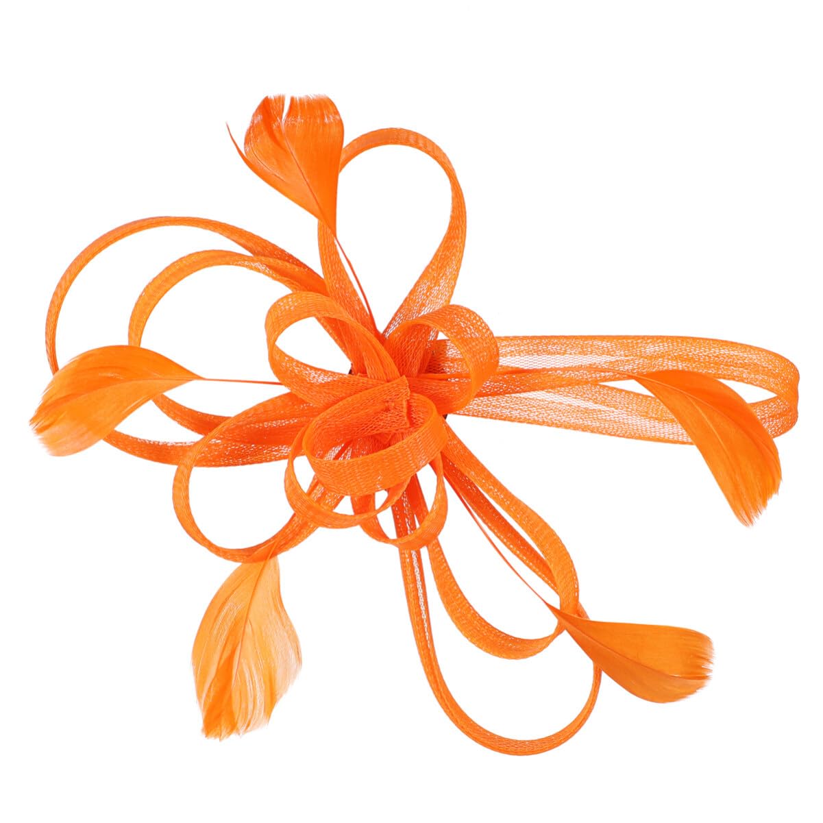 Wedding Bridal Feather Fascinator Hair Clip Brooch Pin Hair Accessory (Orange)