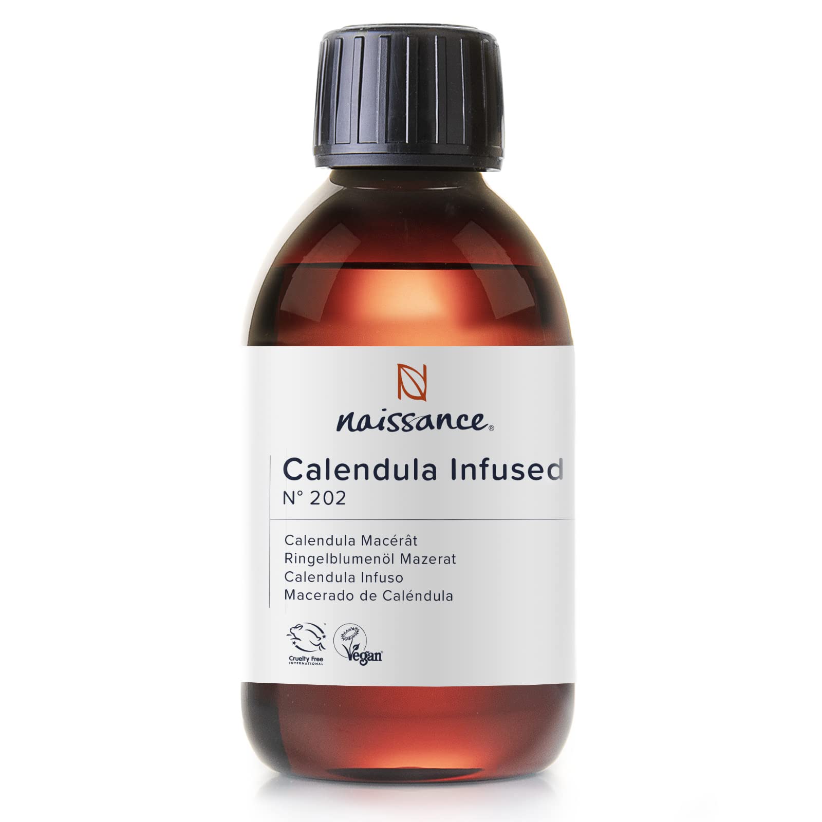 Naissance Calendula Infused Oil (No. 202) - 225ml - for Skin, Hands, Feet, Nails, Hair