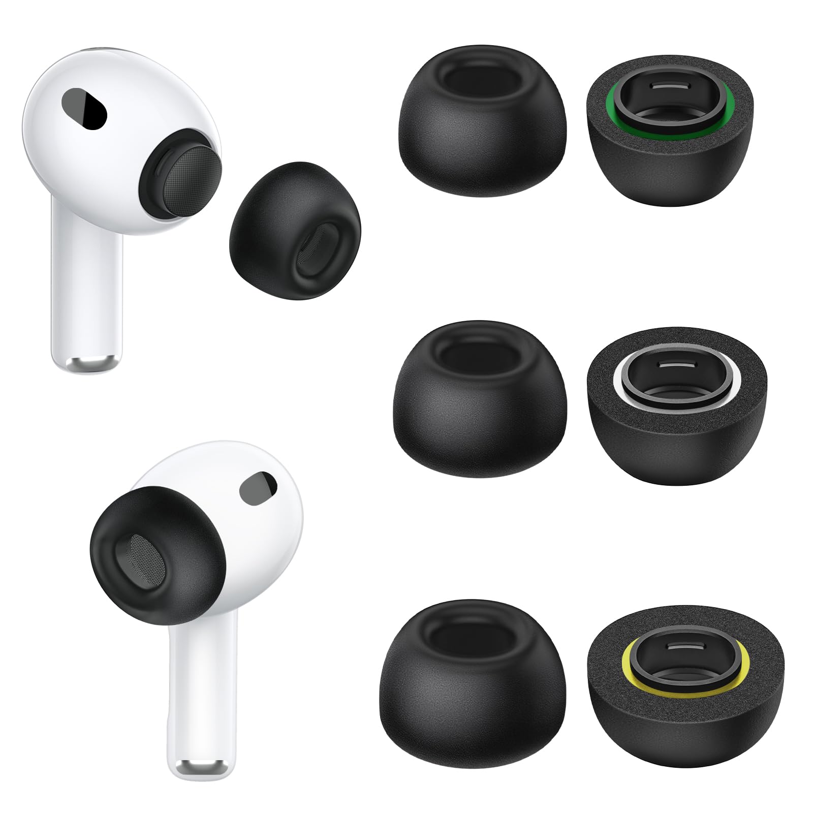 Photo 1 of Memory Foam Ear Tips for Airpods Pro 3, Secure Fit, Comfortable, Better Noise Canceling, Replacement Ear Tip (6 Units) with Portable Storage Box