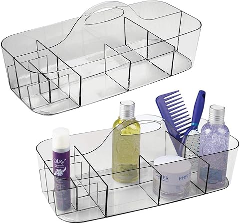 mDesign Juego de 2 cestas de baño con asa – Para usar como organizador de cosméticos, caja