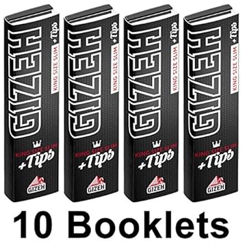 10x Gizeh Black King Size Slim Papers extra fine inkl. Filtertips perforiert (10x34/34) Magnetverschluss