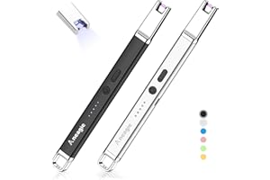 Aneagle Lighter Electric Candle Lighter 2 packs Upgraded Rechargeable Candle Lighter with LED Flashlight Windproof Flameless and Hanging Hook LED Battery Display Arc Lighter for Candle Grill Camping