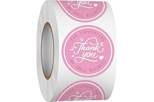 Heyfibro 500 PCS 1.5 Inch Thank You for Supporting My Small Business Stickers for Packing, Parties, Bags, Boxes(Pink)