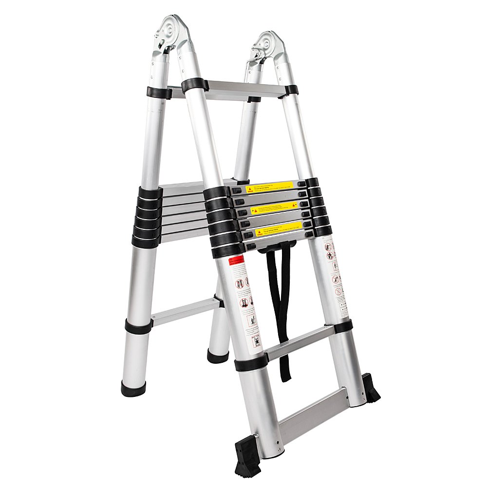 COZYSWAN Telescoping Ladder, Aluminum Telescopic Extension Ladder, 16.5 ft A-Frame Extendable Lightweight Portable Folding Multi-Purpose Ladder, 330lbs Pound Capacity