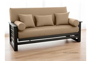 National Allergy 100% Cotton Zippered Futon Cover Full Size - Khaki - Machine Washable Futon Mattress Cover with Zipper, Durable Armless Sofa Bed Covering (54x75) - Tan