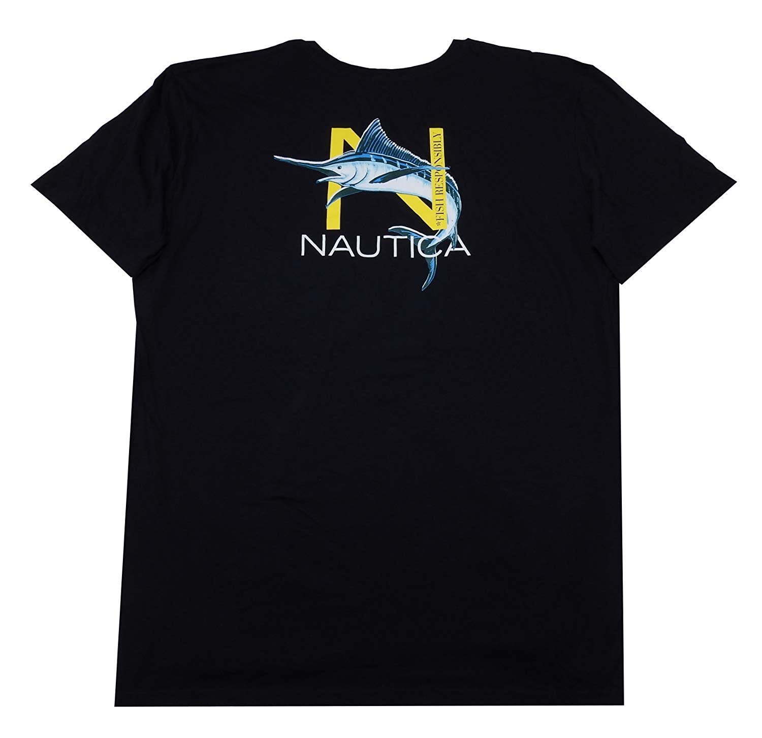 Nautica Mens Short Sleeve Fish Responsibly Swordfish TShirt, Navy Dusk