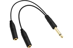 YARCHONN 6.35mm TS Splitter Y Audio Cable 6.35 1/4 Inch Male to Dual Female Mono Jack Converter Adapter Cord for Amplifier Mi