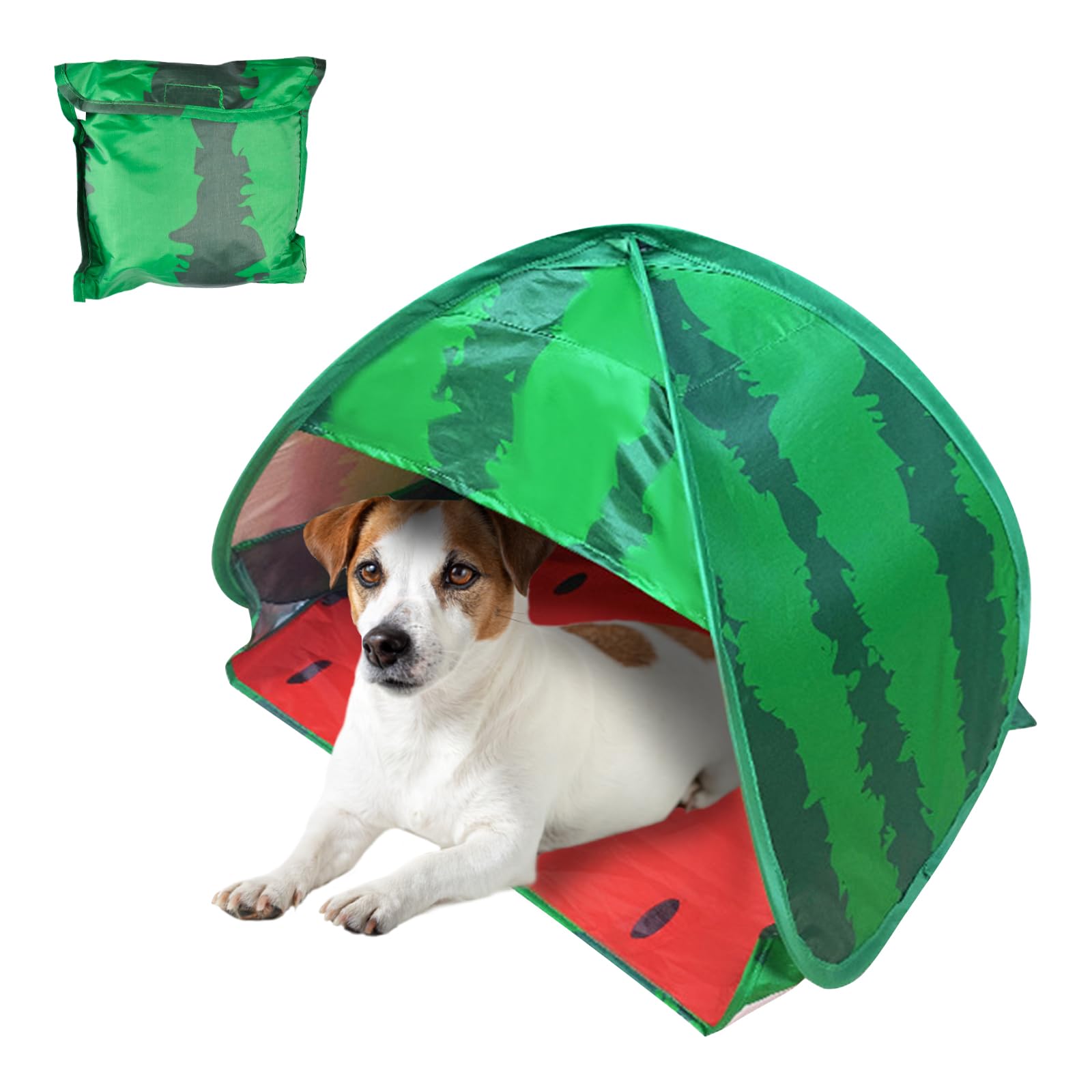 HACRAHO Dog Beach Tent Sun Shelter, 1 Pack Watermelon Portable Automatic Pop-up Sun Shelter Tent Instant Sun Shade Canopy for Puppy Small Pets, L