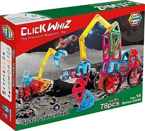 ClickBlock 2-D Magnetic Building Construction Toy- 78 Piece Space Adventure