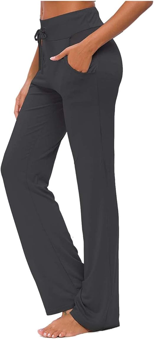 Womens Wide Leg Pants, Loose Straight Casual Pants, High Waisted Yoga