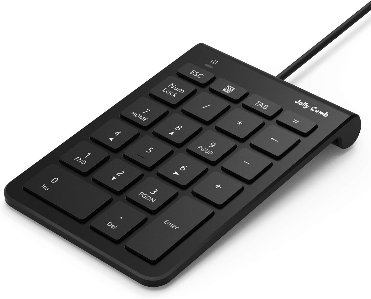 Jelly Comb Ziffernblock mit Kabel, Ultra Slim kabelgebundenes Keypad Numerische Tastatur mit Kabel 23 Taste Numpad für Laptop/PC/Notebook, Schwarz