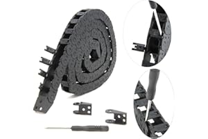 Yeebyee 1Meter/39.4Inch Drag Chain Cable Carrier 10x11mm Open Type R18 Cable Chain Wire for 3D Printer and CNC Machines Comes with a Pair End Connectors,1pcs Screwdriver Tool