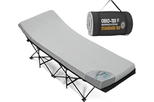 CYMULA Camping Cot Mattress 2in Memory Foam Sleeping Pad,Soft Warm Non-Slip Camping Mattress Topper with Retaining for Adults,Portable Roll up Pad for Travel(75 x30)（only Mattress）