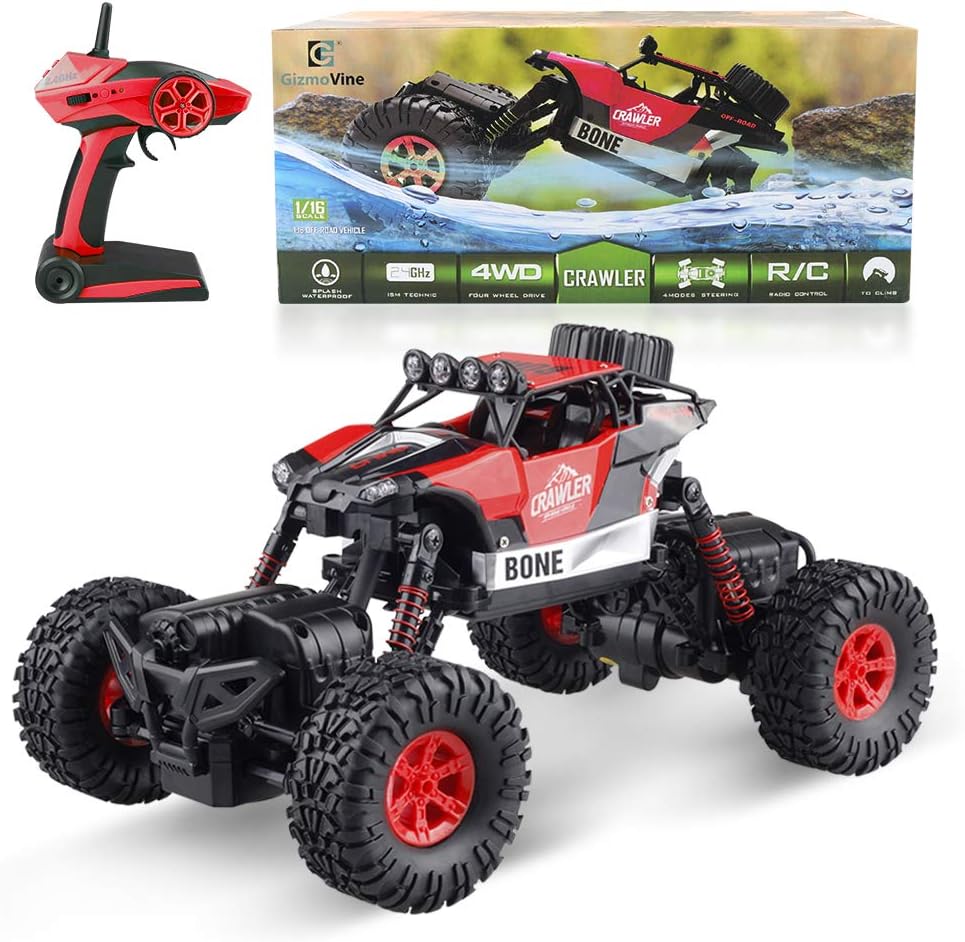 Globle Direct Remote Control Car, RC Car 2WD Off Road Vehicle 1/18 Boy's Toy Monster Truck Rock Crawlers for Kids (4WD)