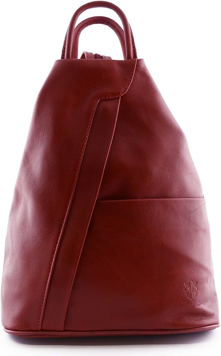 Made In Italy Woman Leather Backpack Color Red Tuscan Leather