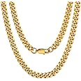 ChainsPro Men Chunky Miami Cuban Chain Necklace, Custom Available, 4.8/6/10/14mm Width, 18/20/22/24/26/28/30inch Length, Gold Plated/Stainless Steel/Black, Send Gift Box