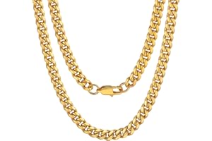 ChainsPro Men Chunky Miami Cuban Chain Necklace, Custom Available, 4.8/6/10/14mm Width, 18/20/22/24/26/28/30inch Length, Gold Plated/Stainless Steel/Black, Send Gift Box