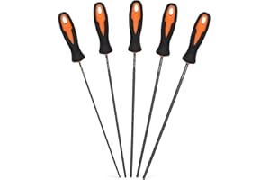 MORROWIND Chainsaw Sharpening File Set, 5pcs Round Steel Chain Saw Files with Plastic Handle – 1/8, 5/32, 11/64, 3/16, 7/32 I