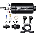 EVIL ENERGY External Inline Fuel Pump Electric 300LPH High Flow 12V with 60 mm Bracket Clamp Black