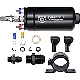 EVIL ENERGY External Inline Fuel Pump Electric 300LPH High Flow 12V with 60 mm Bracket Clamp Black