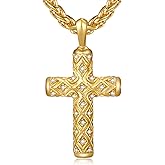 F4DEDAN Cross Necklace for Men 925 Sterling Silver Men's Cross Necklace Catholic Religious Gifts