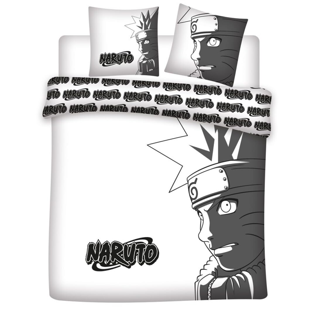 Naruto Double Bedding Set, Reversible Duvet Cover 240 x 220 cm + 2 Pillowcases 65 x 65 cm, Polycotton