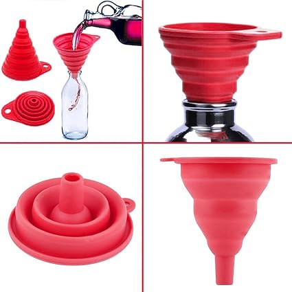 VDNSI Collapsible Silicone Funnel | for Pouring Oil, Sauce, Water, Juice, Small Food-Grains | 9 cm, Assorted Color