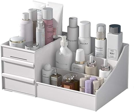 Amazon 化粧品収納ボックス 化粧品収納ラック 大容量 ペン立て 化粧品ケース メイクボックス コスメボックス 強い耐久性 整理簡単 引き出し小物入れ おしゃれ ジュエリーボックス 卓上 デスクオーガナイザー ホワイト 収納ケース ボックス オンライン通販