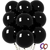 32Pcs Black Big Balloons 18 Inch, Round Large Latex Party Balloons for Birthday Wedding Decorations. (black)
